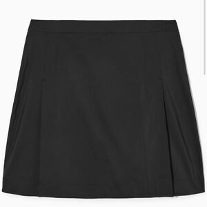 COS Black Shell Panel Aline Mini Skirt L Black Lyocell Pleat New NWT